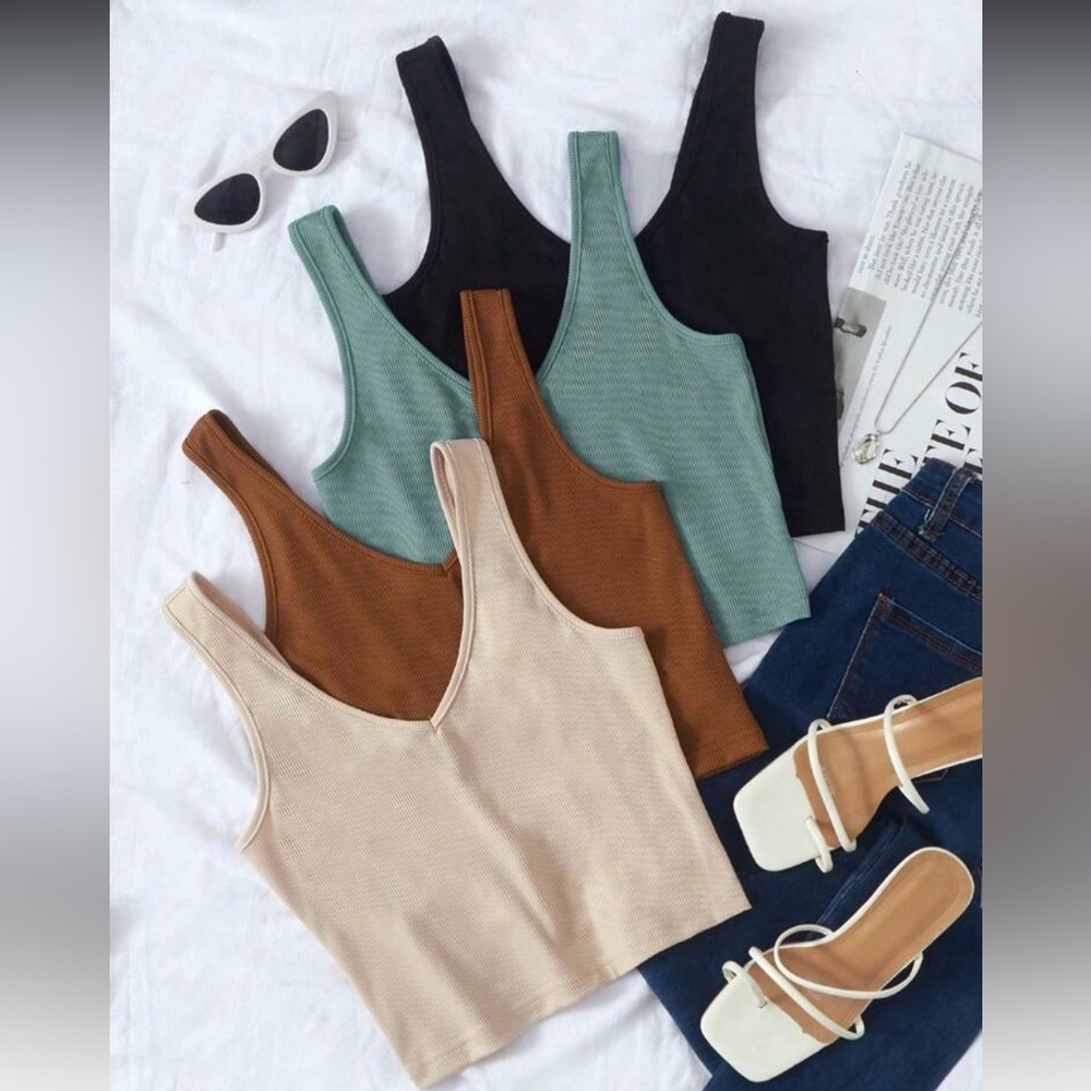 4 pc Solid Color Ribbed Tank Tops